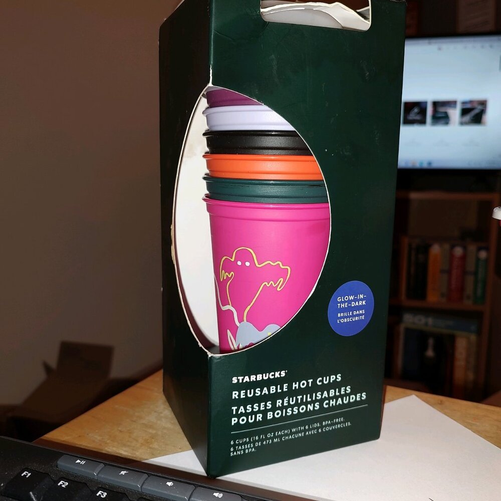Starbucks Halloween Glow In The Dark Reusable 16oz Hot Cup Set